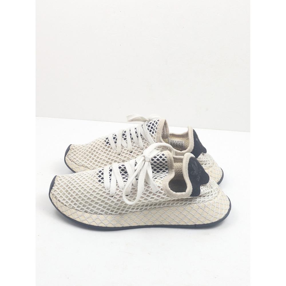 Adidas Deerupt Runner Sneakers White Black Mesh‎ Lightweight Womens Size 5